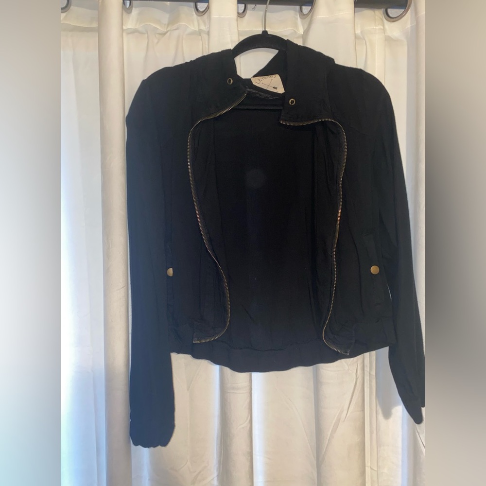 LA Heart black jacket with gold zipper